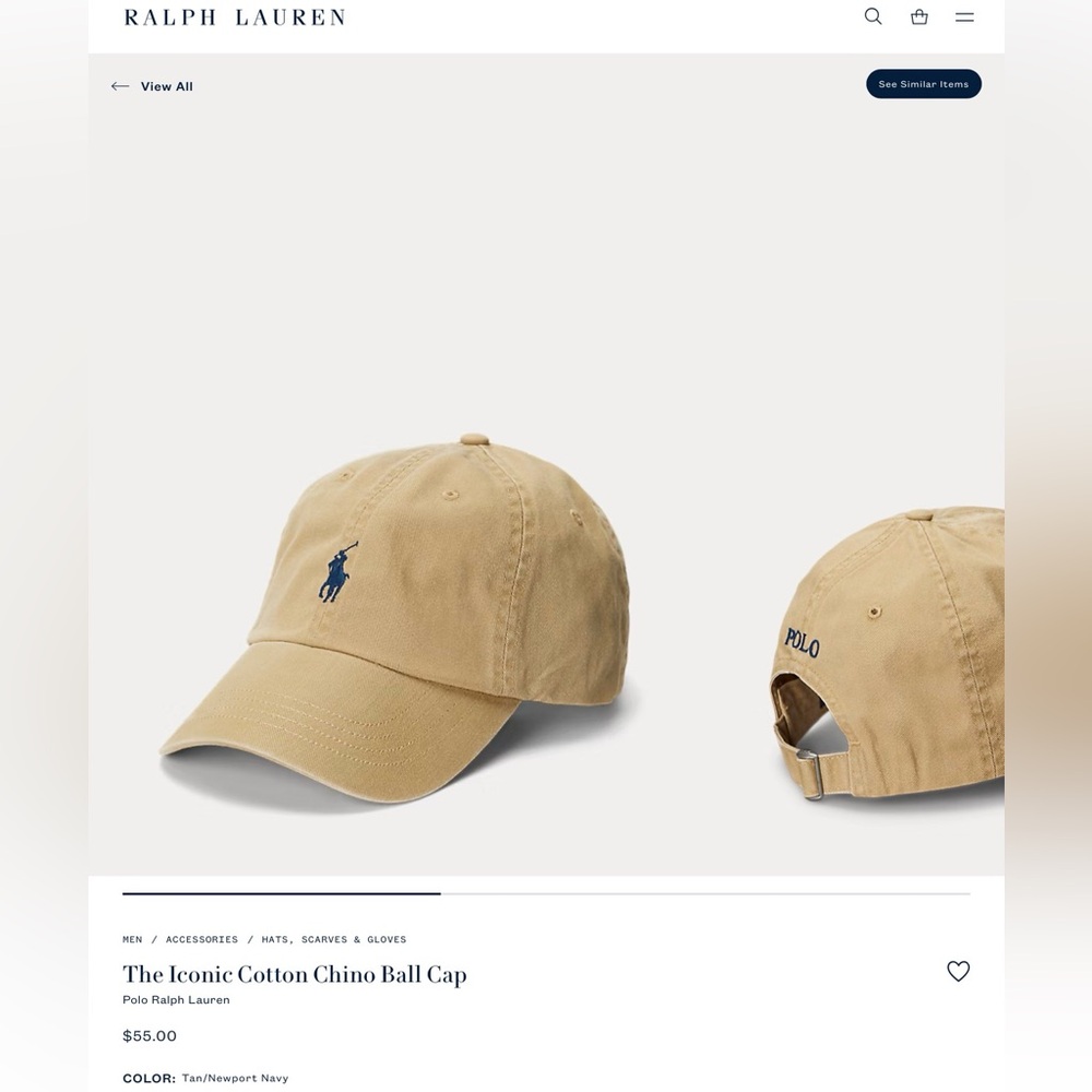 Ralph Lauren The Iconic Cotton Chino Tan Khaki Baseball Cap - Picture 8 of 10